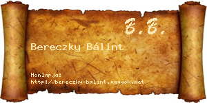 Bereczky Bálint névjegykártya